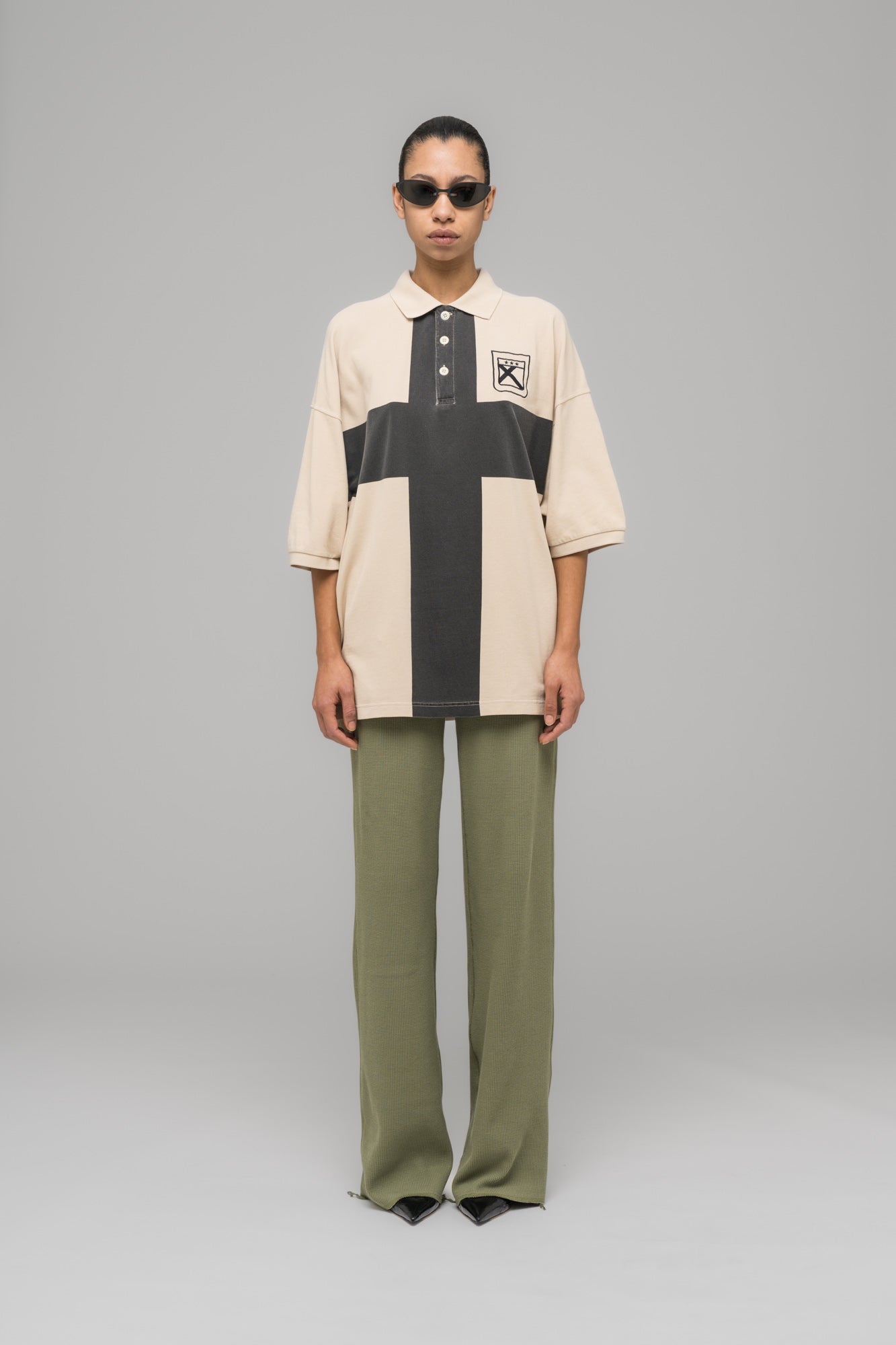 032c-fainting-cross-oversized-polo-shirt-stone-washed image 1