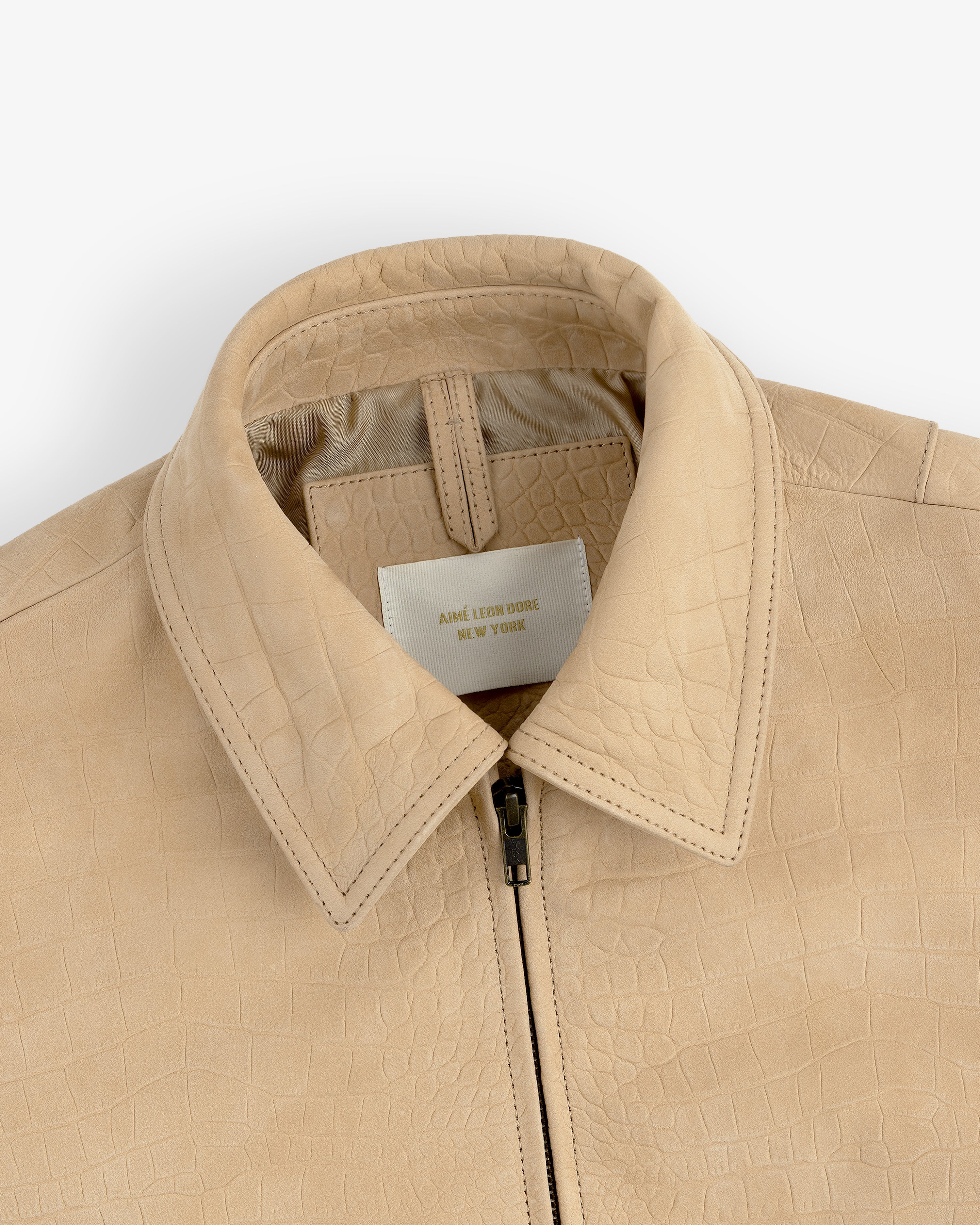 aim-leon-dore-croc-embossed-nubuck-bomber-jacket-tan image 5
