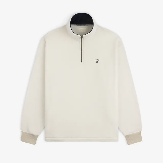aim-leon-dore-crest-quarter-zip-fleece-pullover-creme image 1