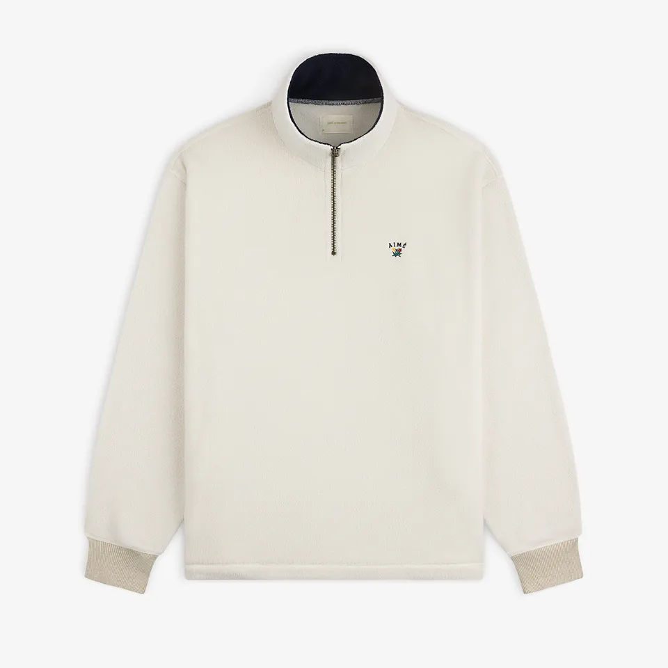 aim-leon-dore-crest-quarter-zip-fleece-pullover-creme image 1