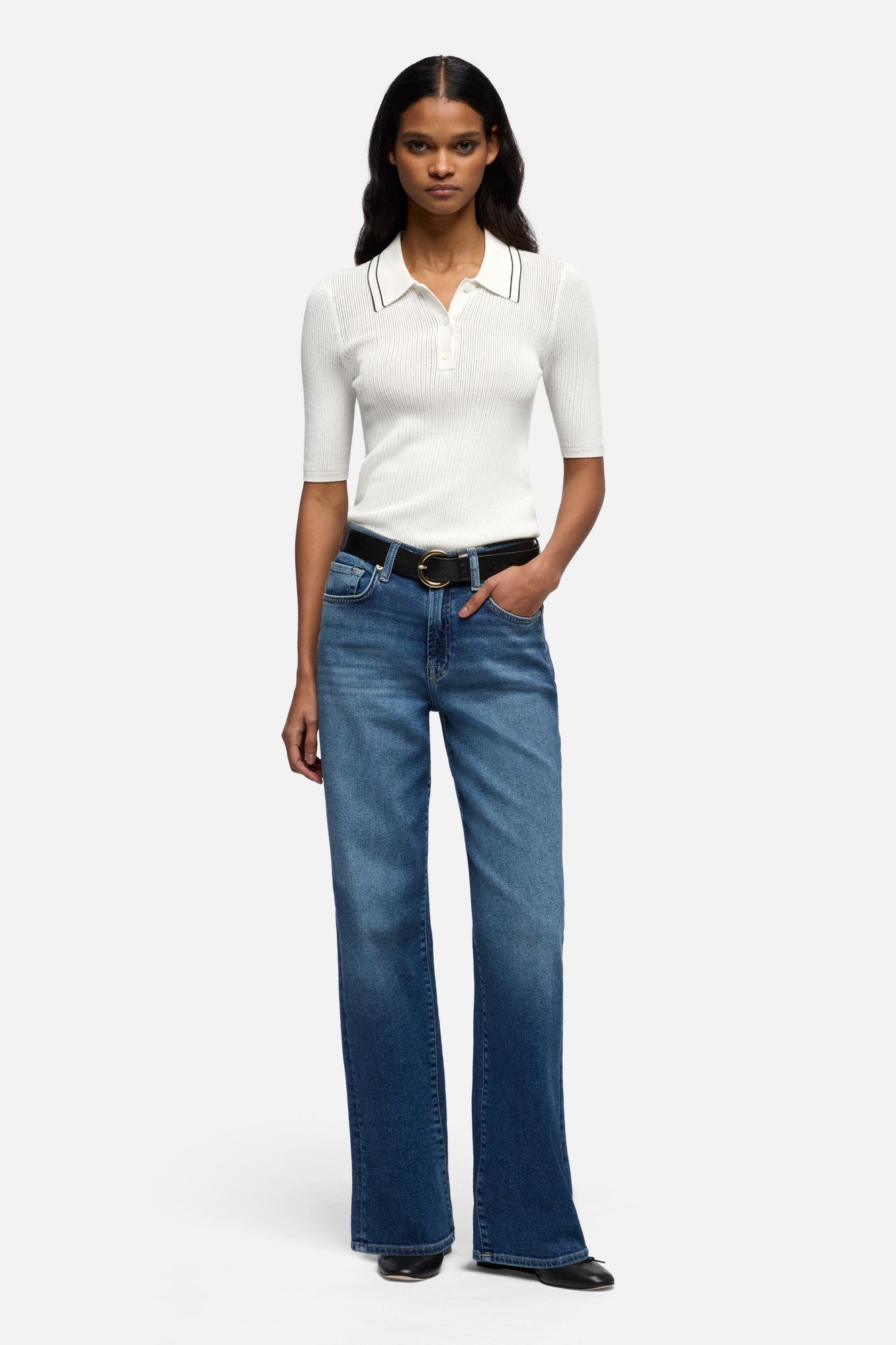 7-for-all-mankind-piped-collar-polo-damen-shirt-wei image 2