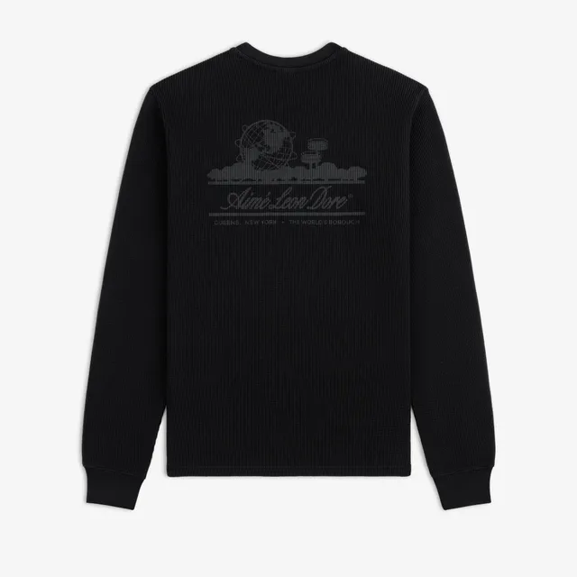 aim-leon-dore-long-sleeve-unisphere-waffle-thermal-schwarz-baumwolle image 1