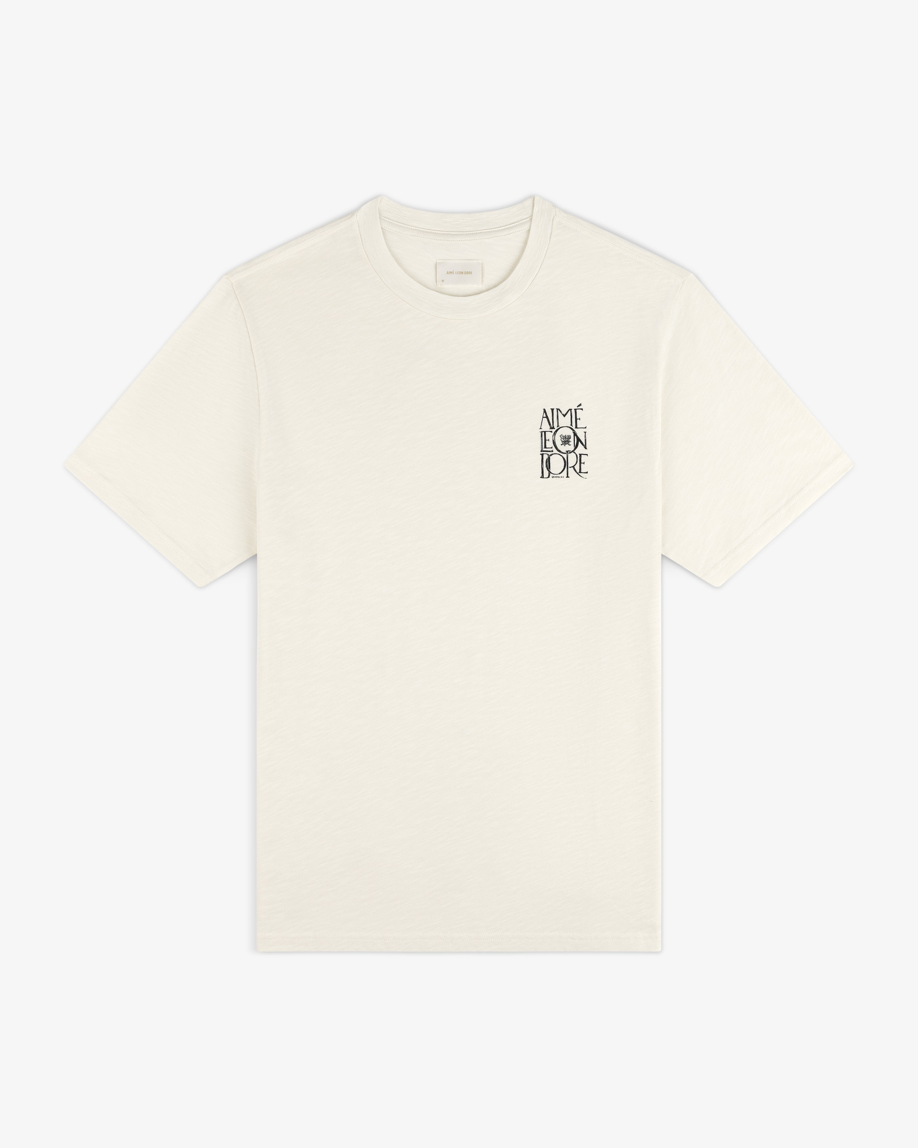 aim-leon-dore-stacked-logo-slub-t-shirt-cream-regular image 2
