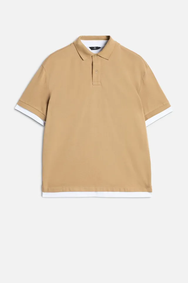 7-for-all-mankind-double-layer-polo-herren-shirt-tan image 1