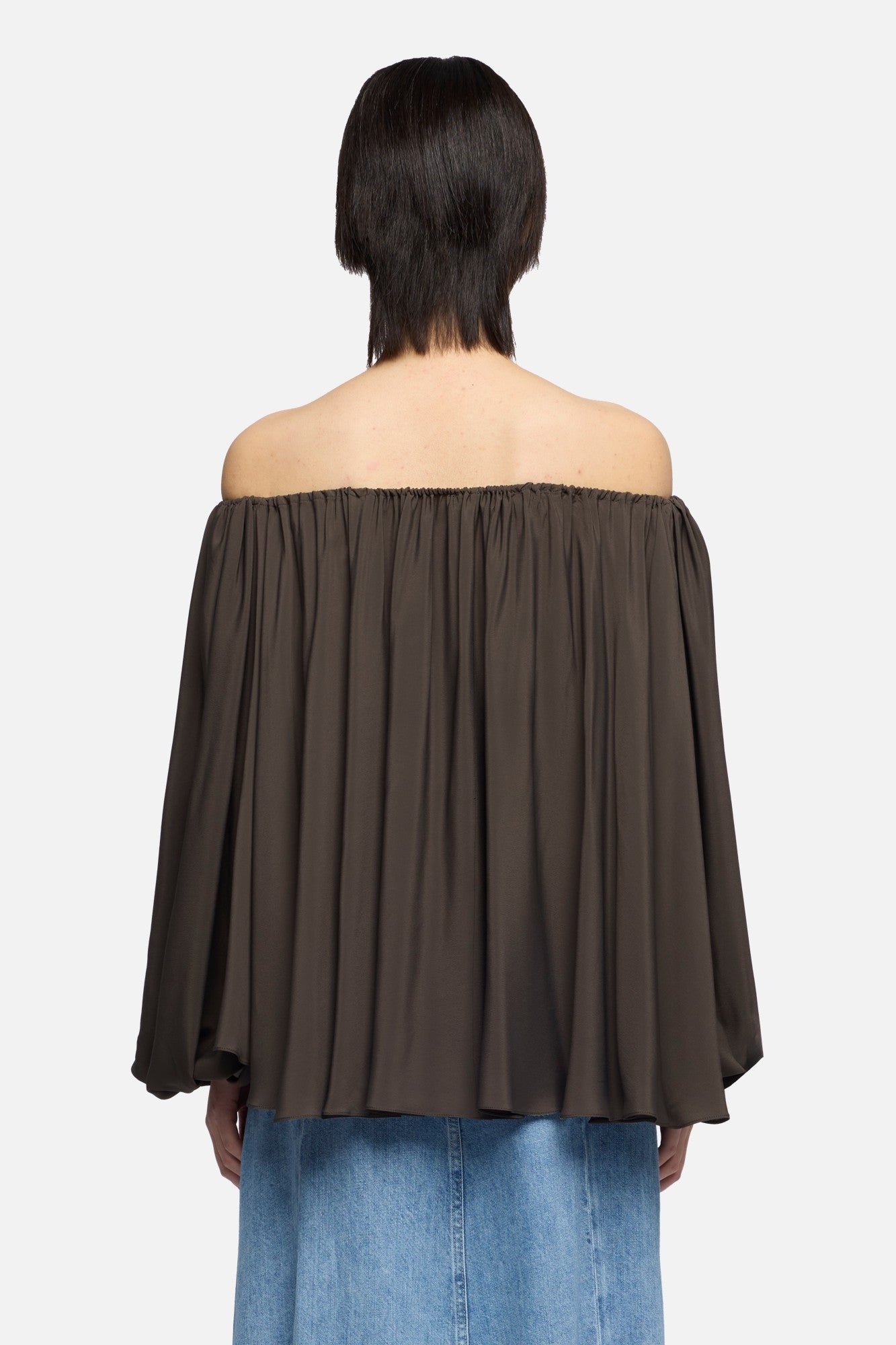 7-for-all-mankind-off-shoulder-blouse-seiden-bluse-silk-brownie image 5