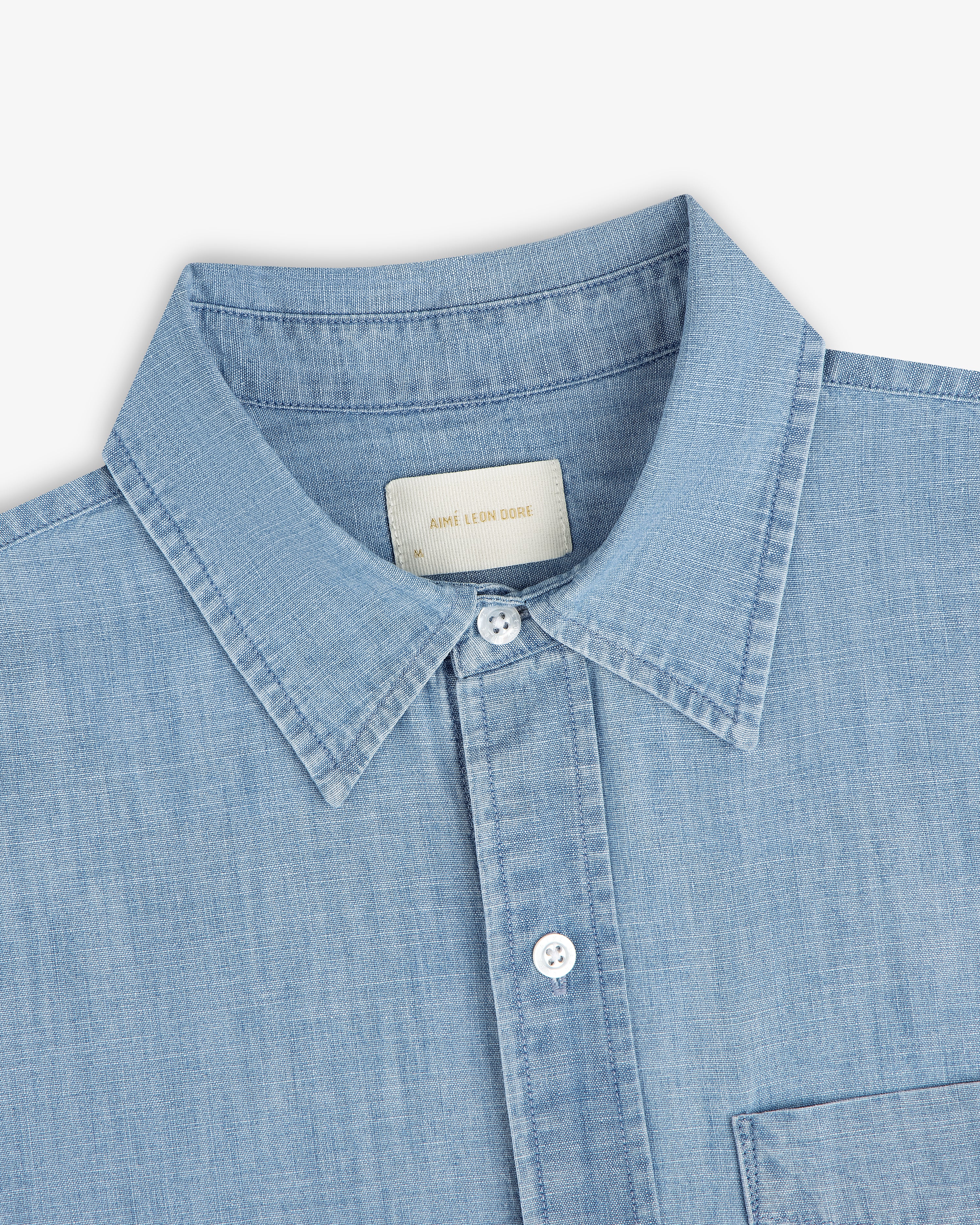 aim-leon-dore-bayard-chambray-shirt-light-wash-oversized-fit image 5