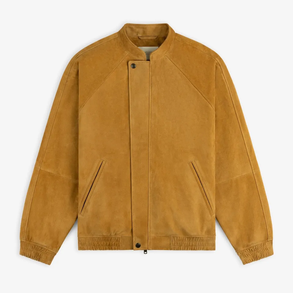 aim-leon-dore-suede-cafe-racer-jacke-tan-lederjacke image 1