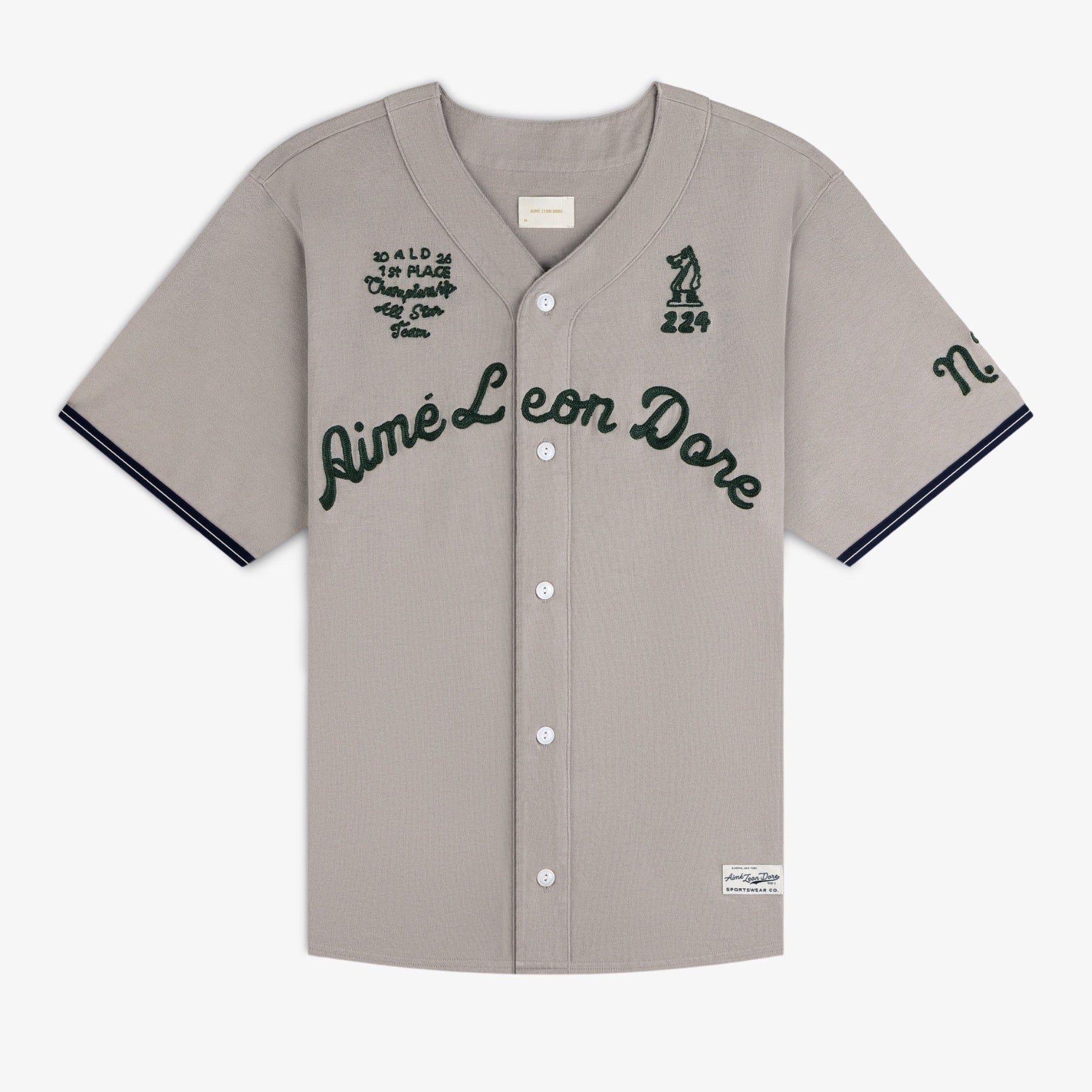 aim-leon-dore-mulberry-chainstitch-baseball-jersey-grau image 1
