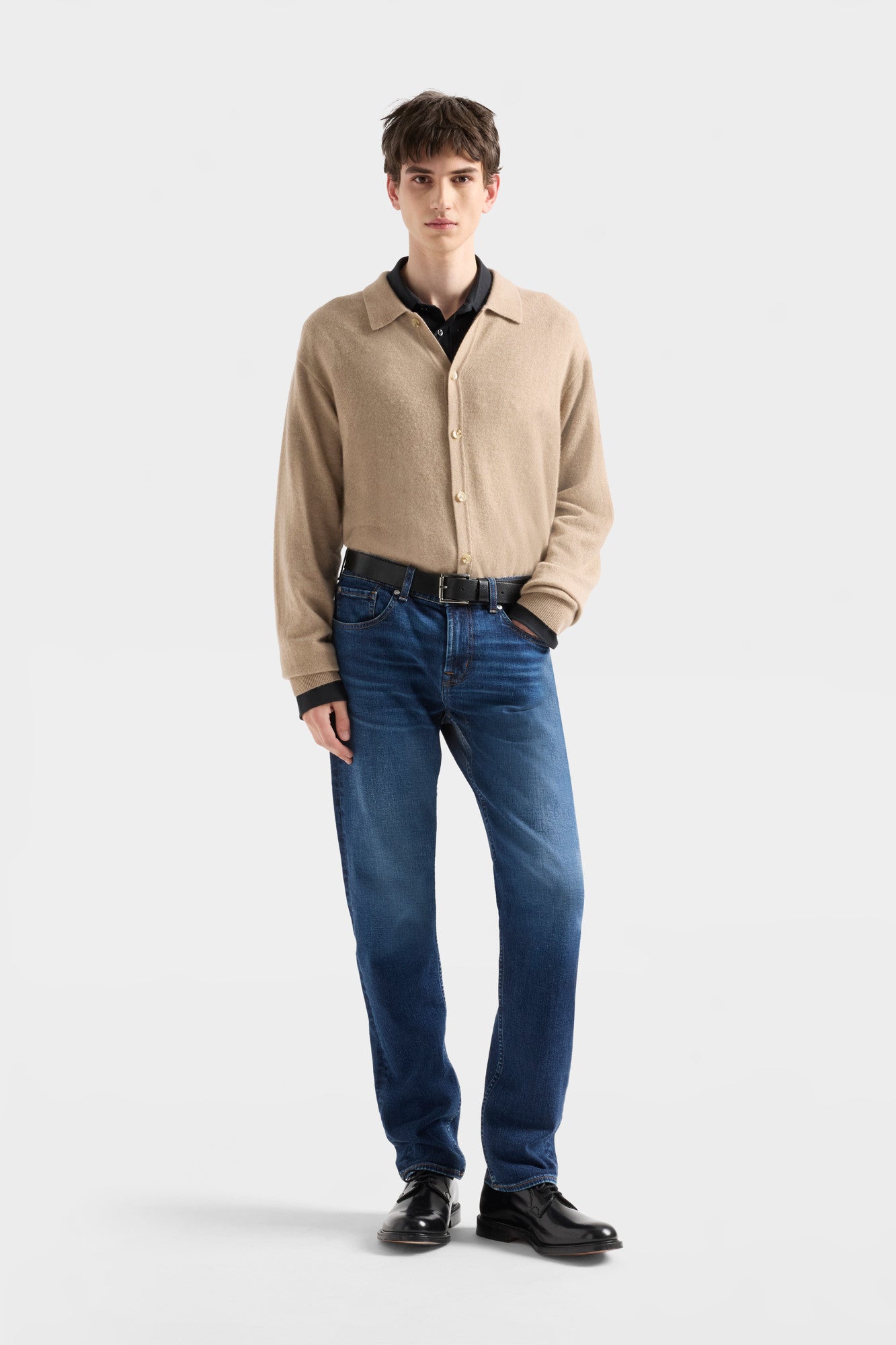 7-for-all-mankind-button-polo-cardigan-cashmere-oat image 2