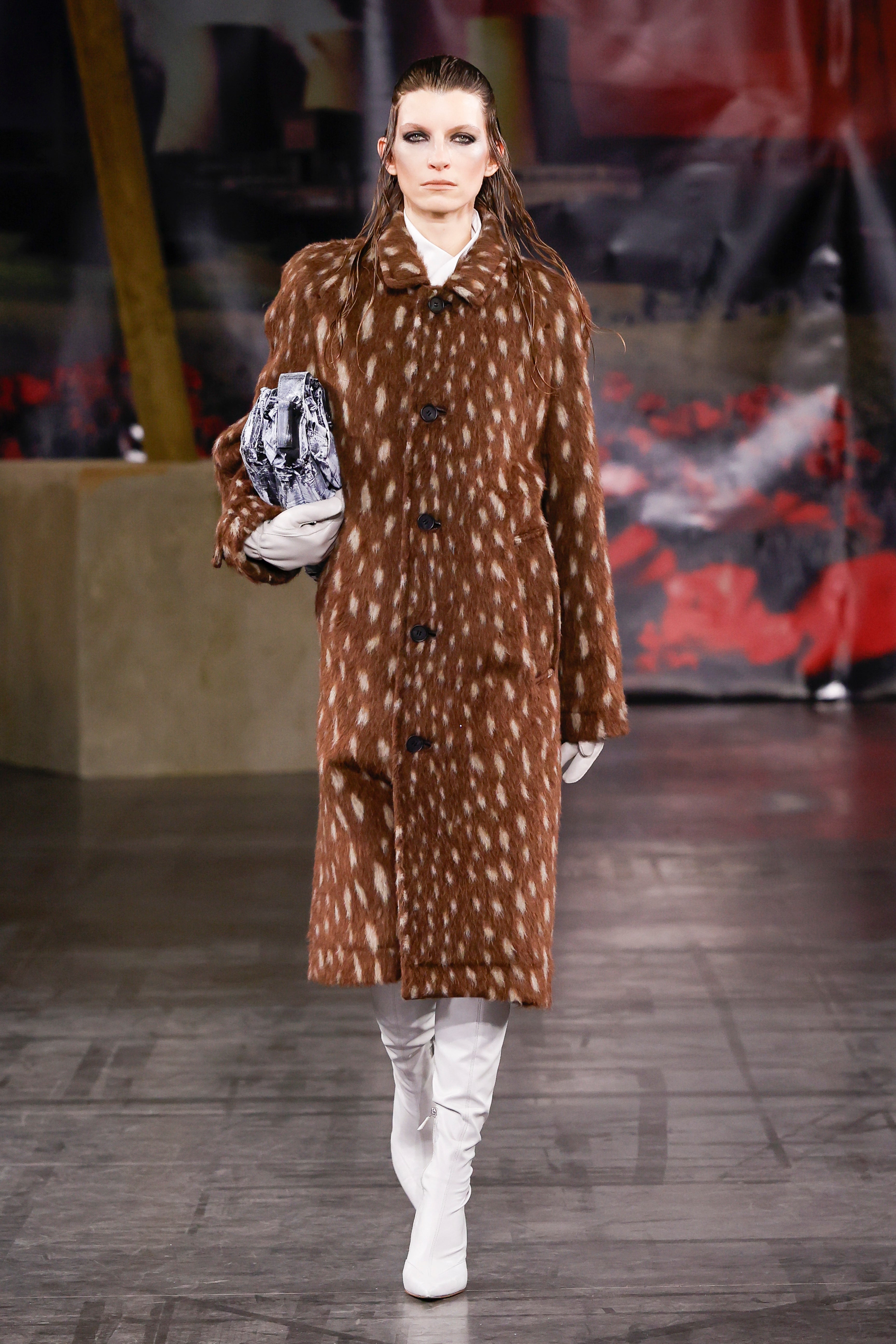 032c-bambi-car-coat-damen-jacquard-wollmantel image 2
