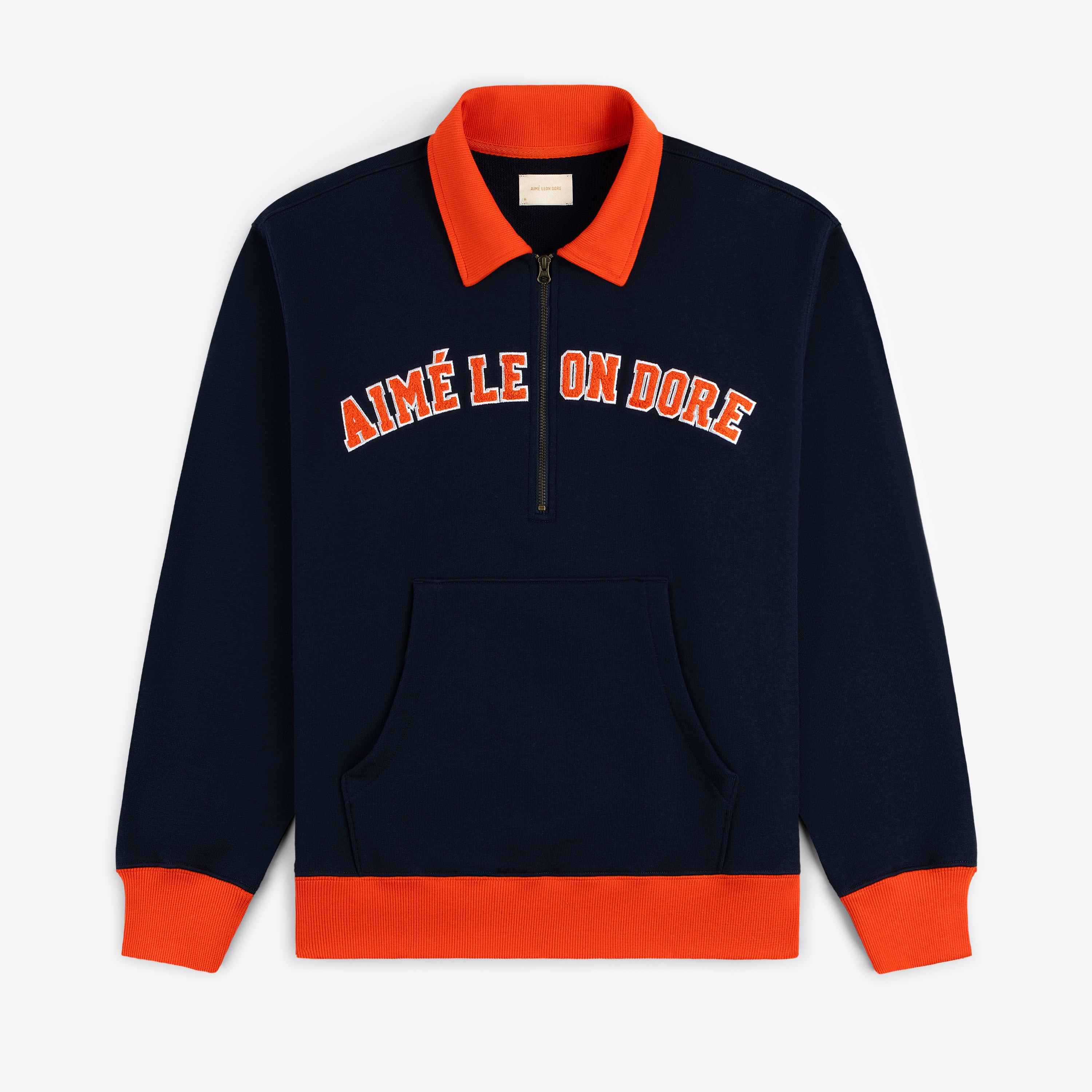 aim-leon-dore-collegiate-quarter-zip-pullover-navy-loopback-fleece image 1