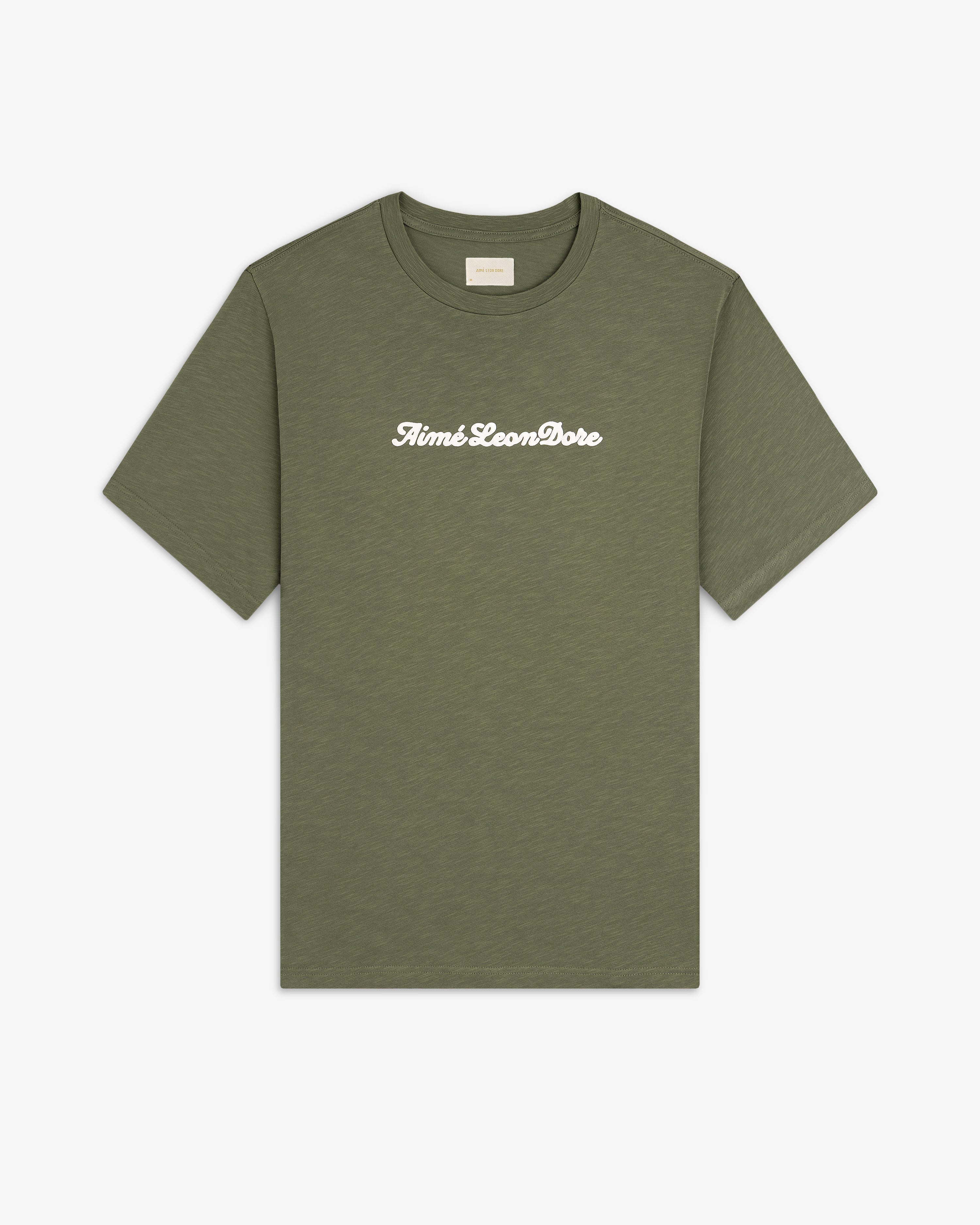 aim-leon-dore-puff-print-slub-logo-tee-t-shirt-gr-n image 2