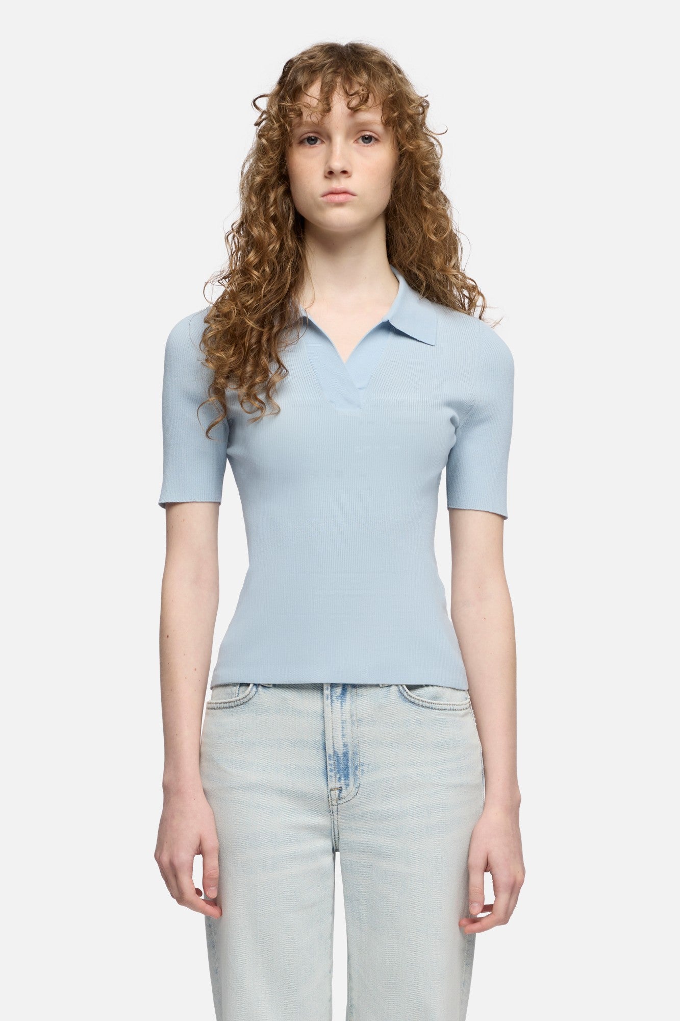 7-for-all-mankind-short-sleeve-polo-sweater-sky-blue-damen-strickpolo image 3