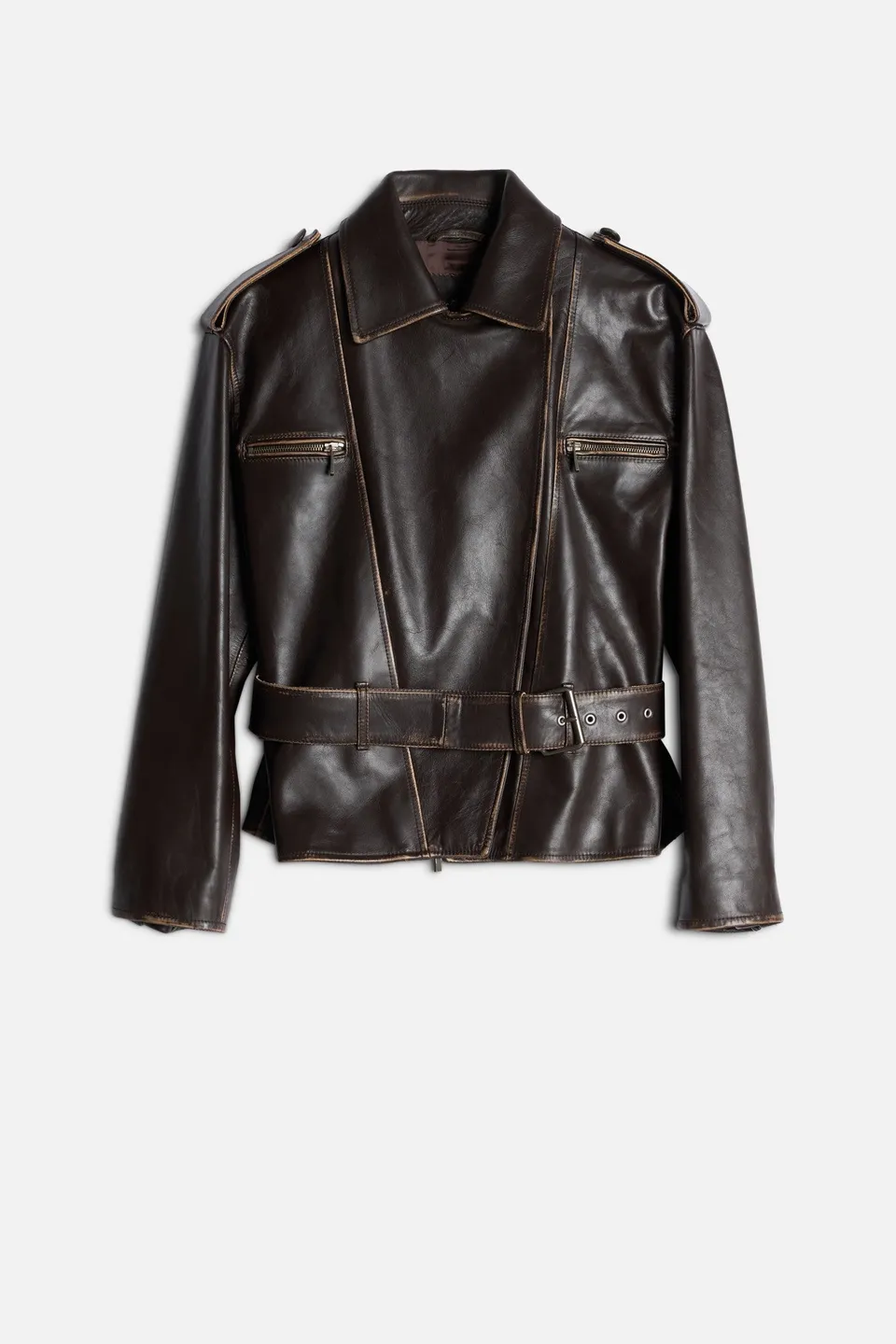 7-for-all-mankind-bikerjacke-aus-leder-in-vintage-brown image 1