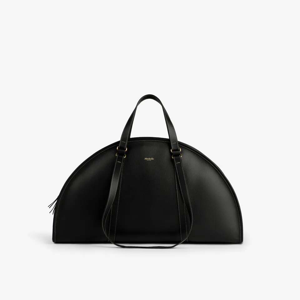 aim-leon-dore-full-grain-leather-weekender-reisetasche-schwarz image 1