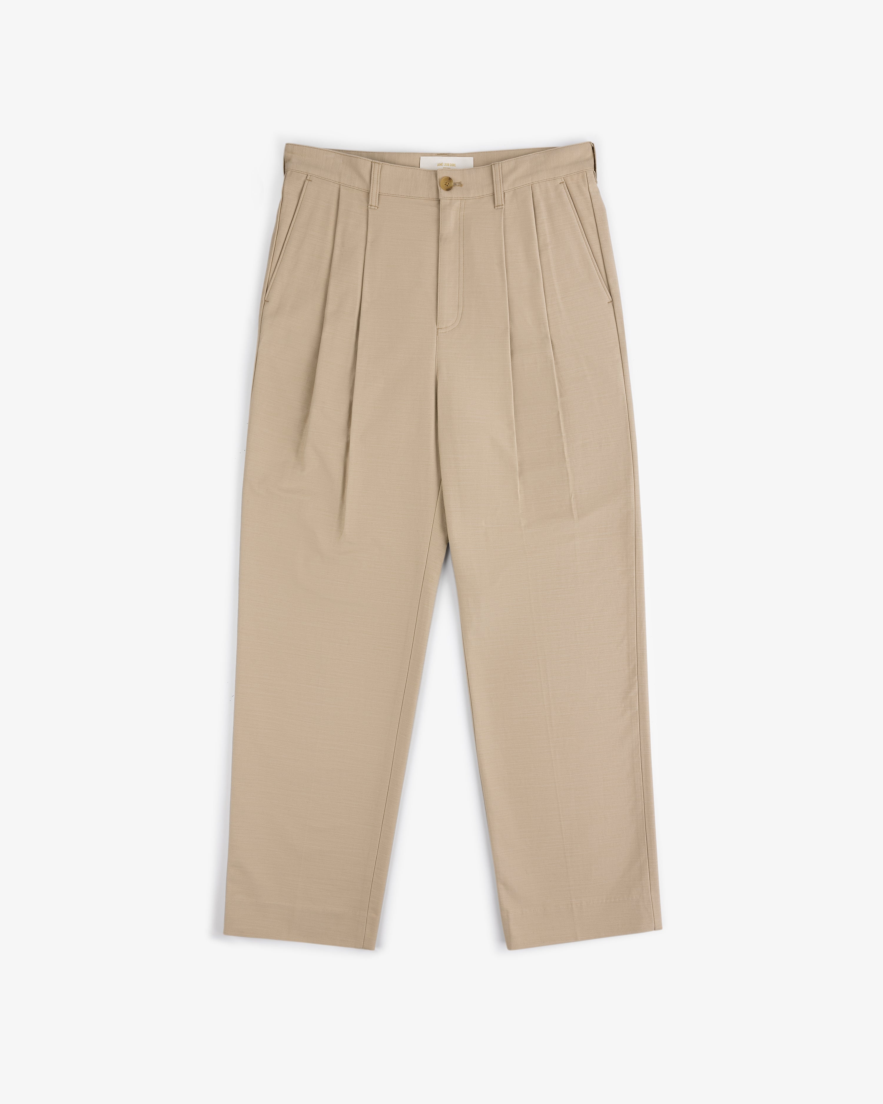 aim-leon-dore-double-pleated-pant-plissee-hose-beige-aus-baumwollsatin image 2